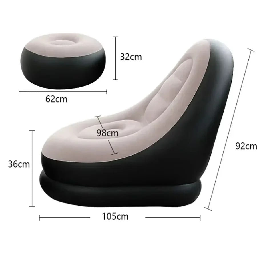 Inflatable Lounge Chair with Ottoman Set